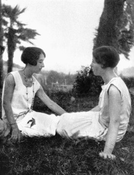 Simone de Beauvoir (right) with childhood friend Elisabeth (Zaza) Lacoin, ca. 1925.