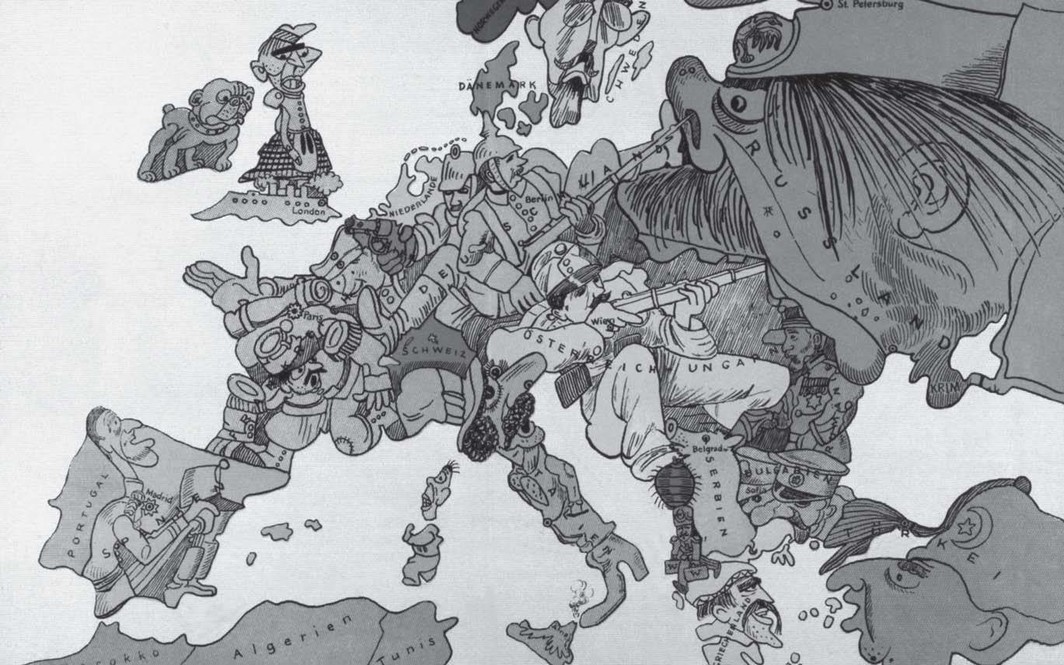 Map of Europe drawn by Walter Trier in 1914.