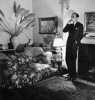 Patrick Hamilton in his rooms at the Albany, London, during World War II.