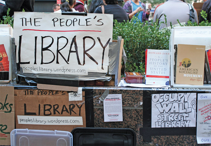 Steal this book: The OWS Library in Zuccotti Park.
