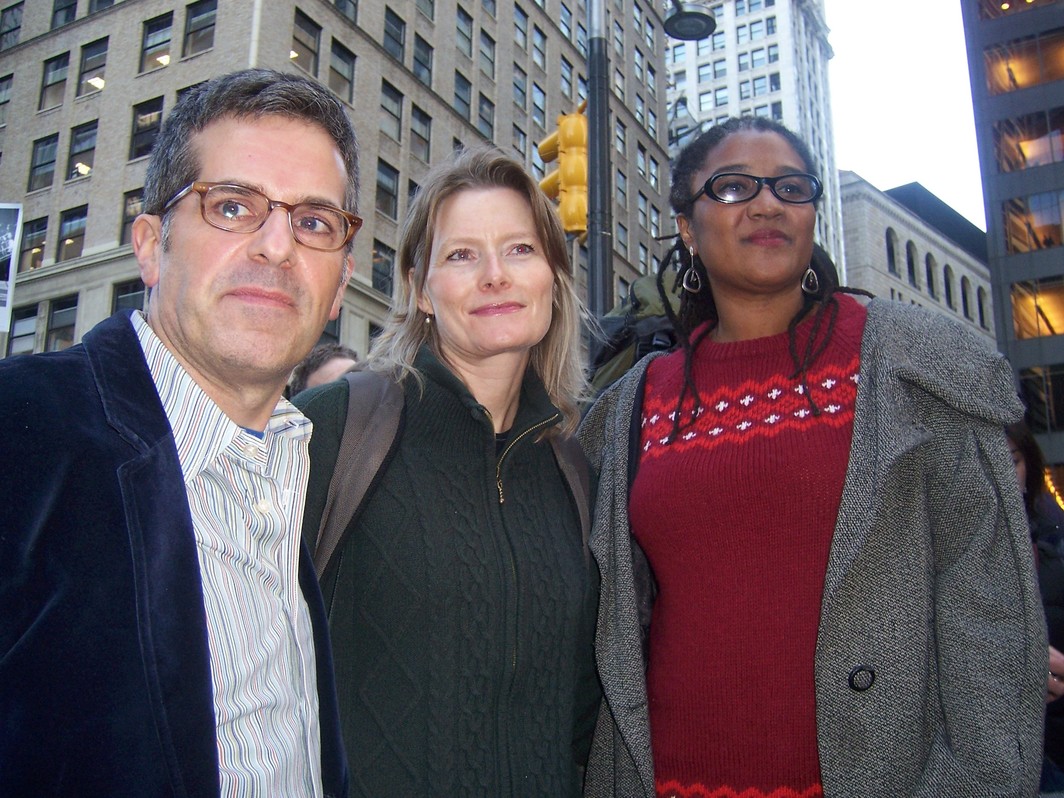 Jonathan Lethem, Jennifer Egan, and Lynn Nottage at Occupy Wall Street.