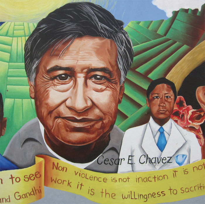 Mural of Cesar Chavez at Dr. Martin Luther King, Jr. Academic Middle School, San Francisco, 2010.