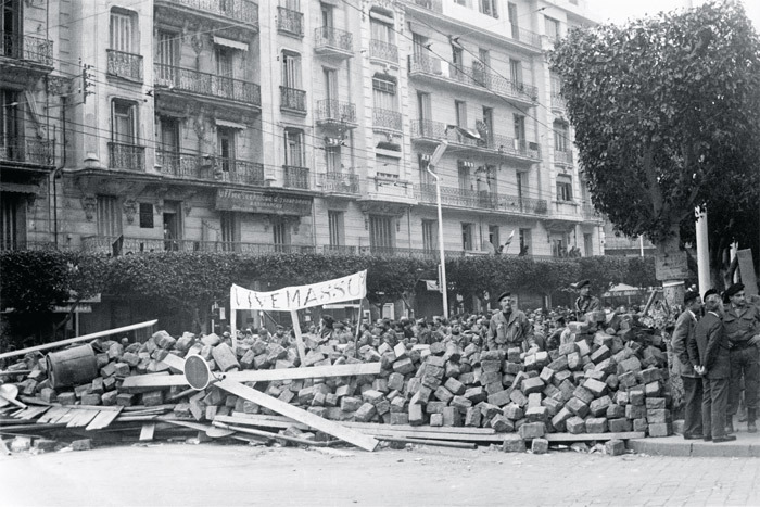 Barricades on the streets of Algiers during the Algerian War of Independence, January 1960.