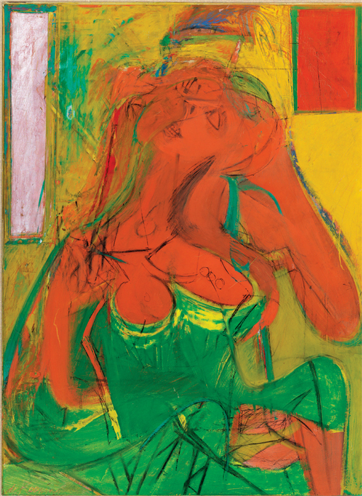 Willem de Kooning, Pink Lady, ca. 1944, oil and charcoal on composition board, 48 1/4 x 35 1/4".