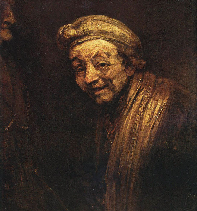 Rembrandt’s 1663 self-portrait as Zeuxis, the mythological painter who laughed himself to death.