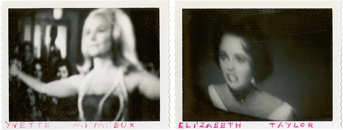 From left: Unknown artist, Yvette Mimieux, ca. 1960–70, mixed media on Polaroid print, 3 1/4 × 4 1/4". Unknown artist, Elizabeth Taylor, ca. 1960–70, mixed media on Polaroid print, 3 1/4 × 4 1/4".