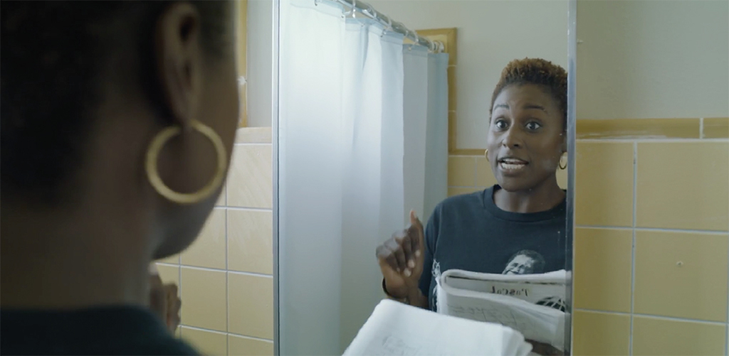 Still from Issa Rae’s Insecure, 2016–. Season 2, episode 1, “Hella Great.” Issa Dee (Issa Rae).