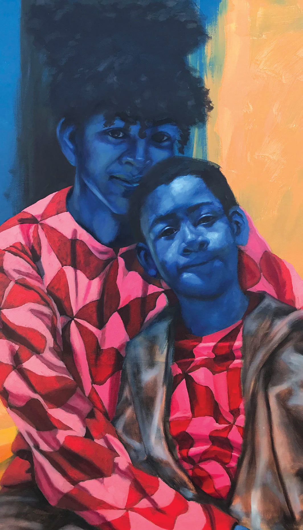 Spencer Evans, Mother to Son (Keadra and Xavier) (detail), 2018, oil and acrylic on canvas, 36 x 36".