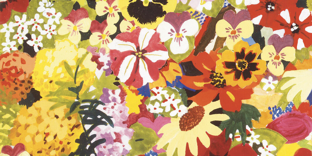 Joe Brainard, Flower Painting IV, 1967, gouache and collage, 7 1/4 × 5 ½". © The Estate of Joe Brainard