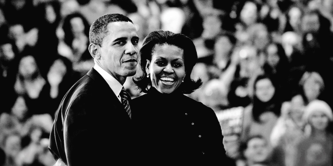 Barack and Michelle Obama in one of their final campaign stops before the Iowa Caucuses, January 7th, 2008. Photo: Wikicommons/Luke Vargas.