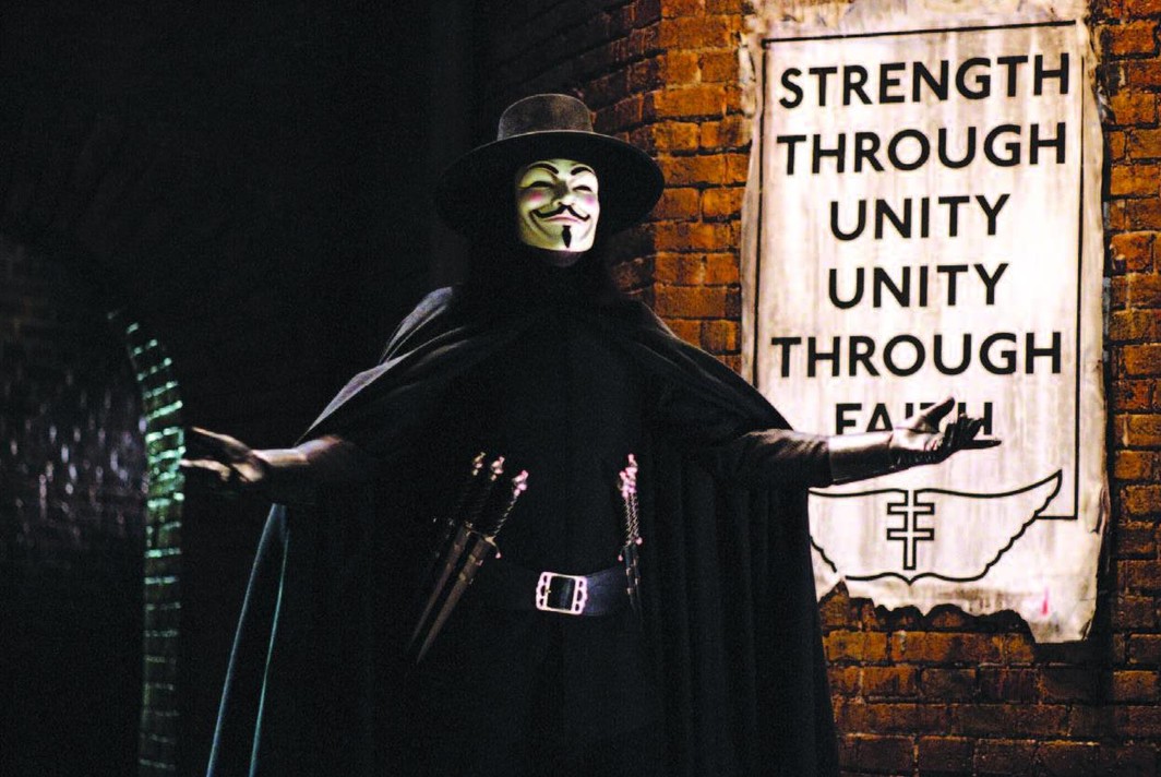 Hugo Weaving as V in V for Vendetta, directed by James McTeigue, 2005.