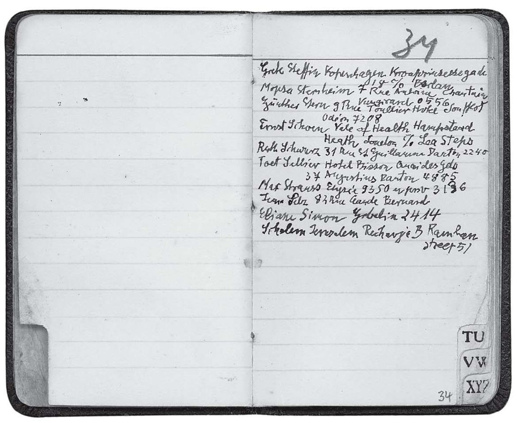 Walter Benjamin’s datebook, reproduced in The Archive (Verso, 2007), a selection of the critic’s personal documents. “The ‘struggle against dispersion,’ which is the ‘most deeply hidden motive of the person who collec