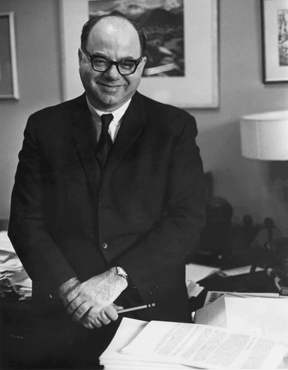 DANIEL BELL IN HIS OFFICE, COLUMBIA UNIVERSITY, NEW YORK, 1968.