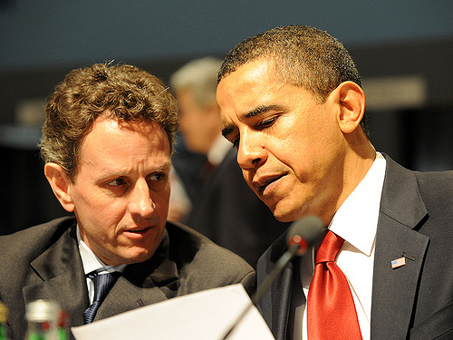 Treasury Secretary Timothy Geithner with President Obama