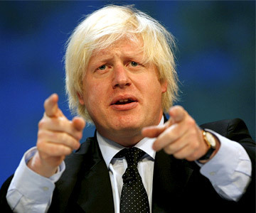 London Mayor Boris Johnson, preparing for his Olympic address