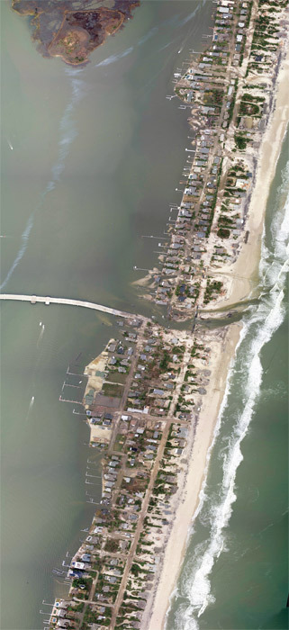 Hurricane Sandy damage to the New Jersey coastal town of Mantoloking, October 31, 2012.