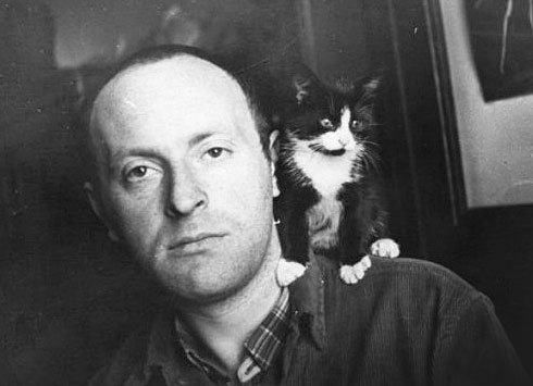 Joseph Brodsky, with cat.