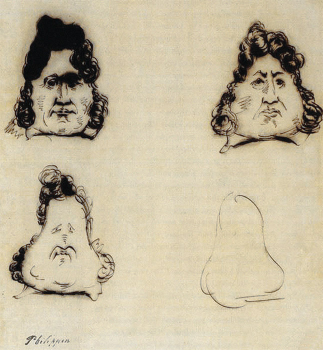 Caricaturist Charles Philipon’s sketch of King Louis-Philippe as a pear, 1831.