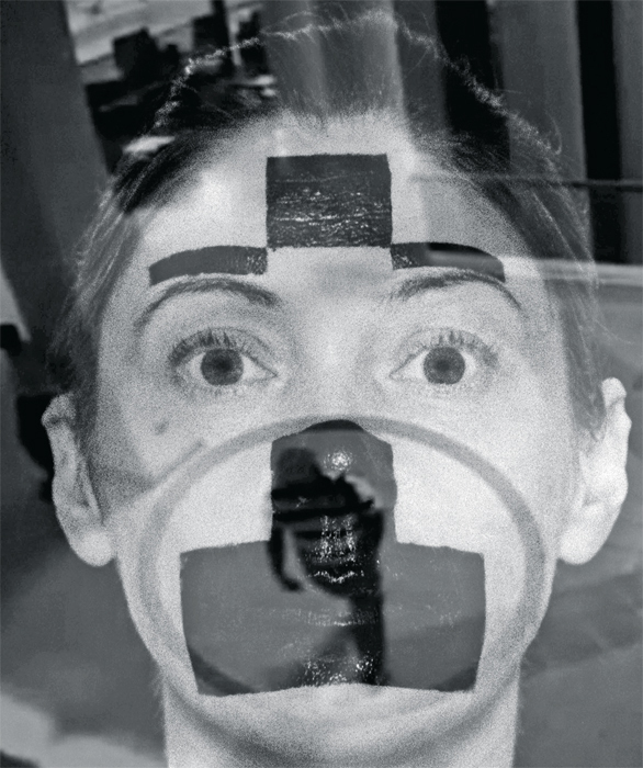 In False Positives and False Negatives (8), 2012, artists Jane and Louise Wilson show one way to maintain anonymity in a surveillance state: by using face paint.