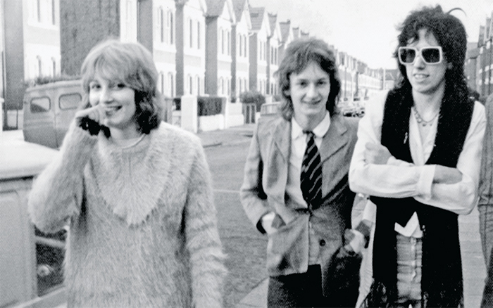 Viv Albertine with Keith Levine and Mick Jones, 1975.