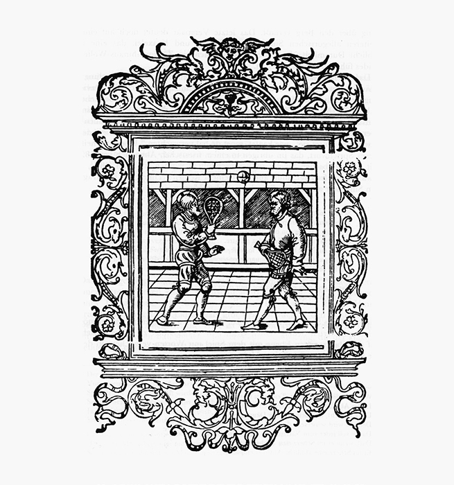 Page from Guillaume de la Perrière’s Le Théâtre de bons engins (The Theatre of Fine Devices), 1539.