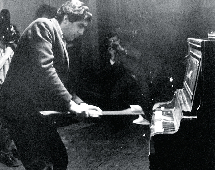 Raphael Montañez Ortíz, Henny Penny Piano Destruction, 1967. Performance view, “Destruction in Art Symposium,” New York. © Raphael Montañez Ortíz