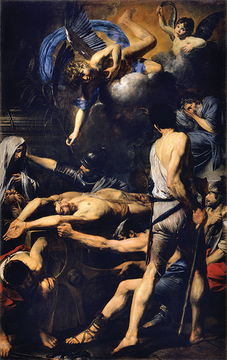 Valentin de Boulogne, Martyrdom of Saints Processus and Martinian, 1629–30, oil on canvas, 118 7/8 × 75 1/2". Courtesy Vatican Museums, Vatican City.