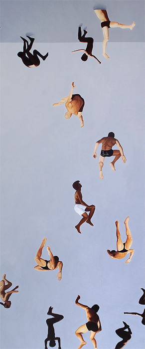 Julita Malinowska, Precipitation (detail), 2011, oil on canvas, 100 3/8 × 78 3/4". Galerie Sandhofer.