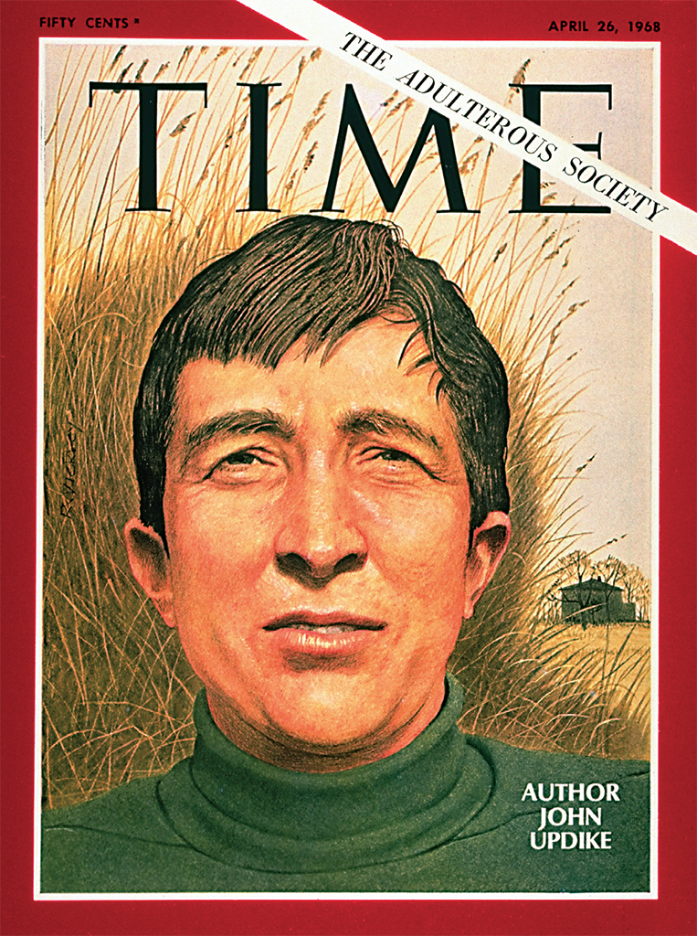 John Updike on the cover of Time, April 26, 1968.