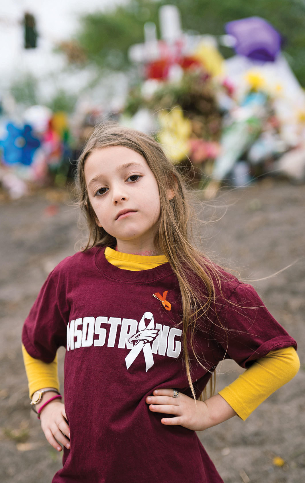 Seven-year-old Emma at the Marjory Stoneman Douglas High School memorial site, Parkland, Florida, March 10, 2018.
