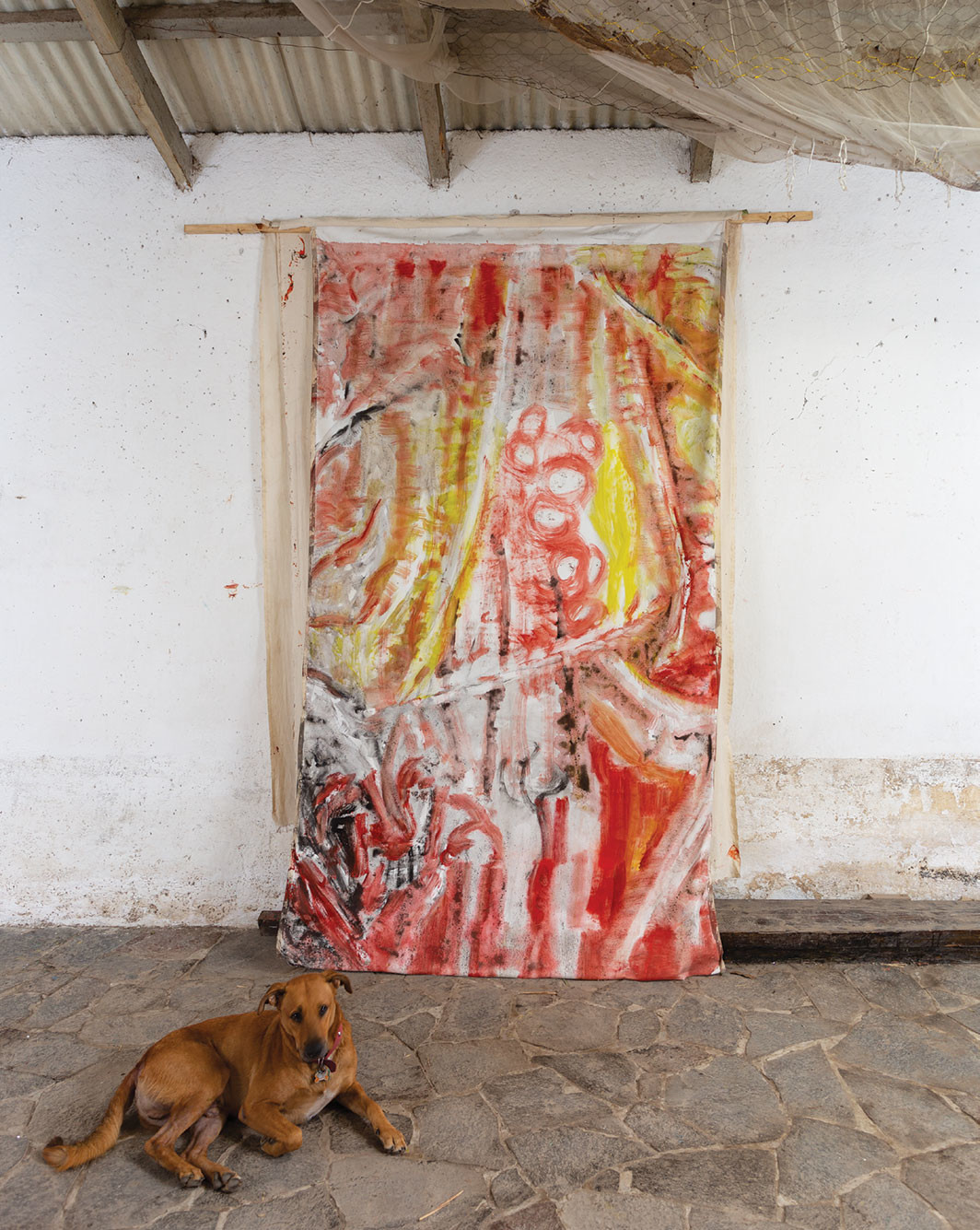View of Vivian Suter’s studio, Panajachel, Guatemala, 2018.