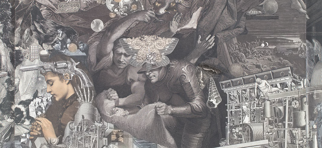 Jess, The 5th Never of Old Lear (detail), 1974, paper collage, 33 × 28". © The Jess Collins Trust/Collection of Harry W. and Mary Margaret Anderson