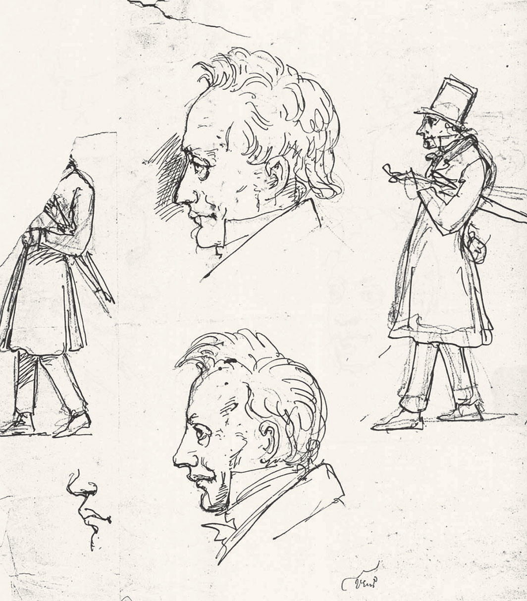 Sketches of Søren Kierkegaard, ca. 1870. Wilhelm Marstrand/Royal Danish Library