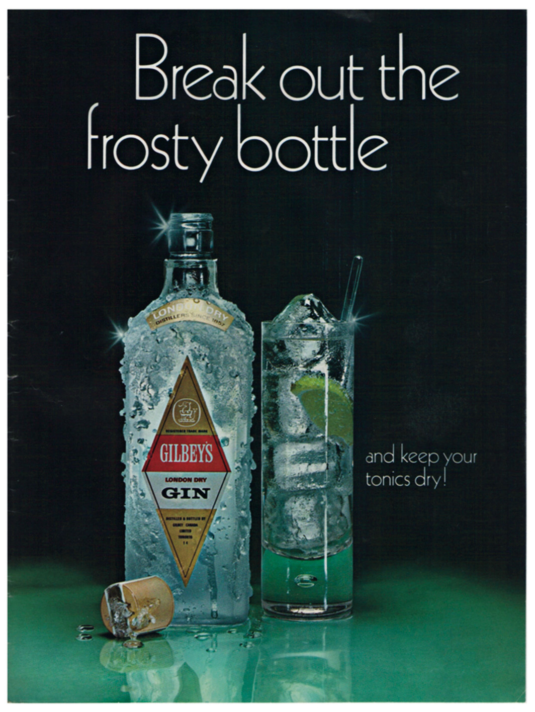 Gilbey's London Dry Gin advertisement, 1971.
