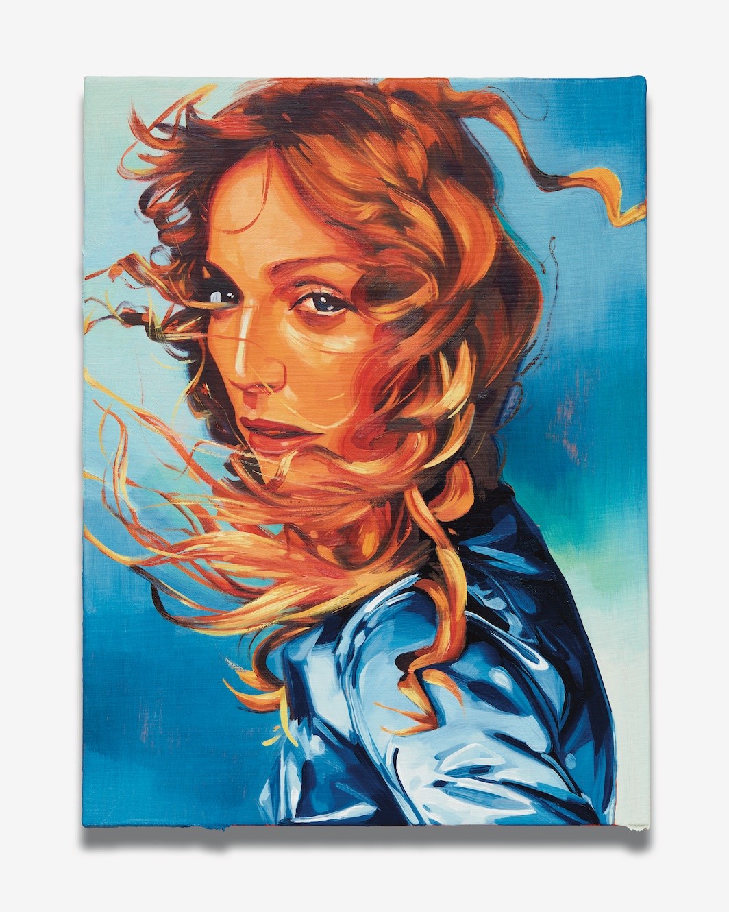 Sam McKinniss, Madonna, 2018, oil and acrylic on canvas, 16 x 12". Courtesy the artist and Almine Rech