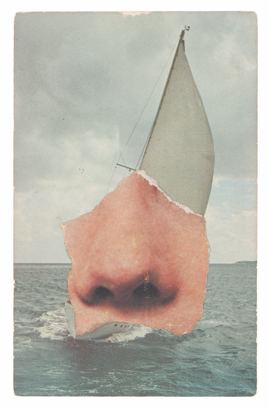 Ellsworth Kelly, Nose/Sailboat, 1974, postcard collage, 5 1/2 x 3 1/2 ". © Ellsworth Kelly Foundation/Collection of Ellsworth Kelly Studio and Jack Shear