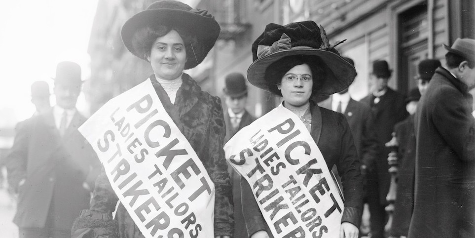 Ladies' Tailors' Union protestors during the "Uprising of the 20,000" strike, New York, February 5, 1910. Library of Congress