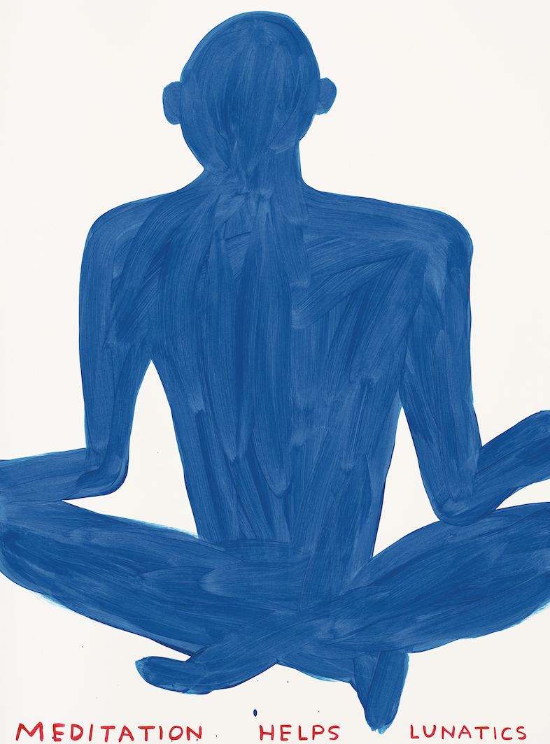David Shrigley, Meditation, 2021, acrylic on paper, 29 1/2 x 21 5/8". Courtesy the artist