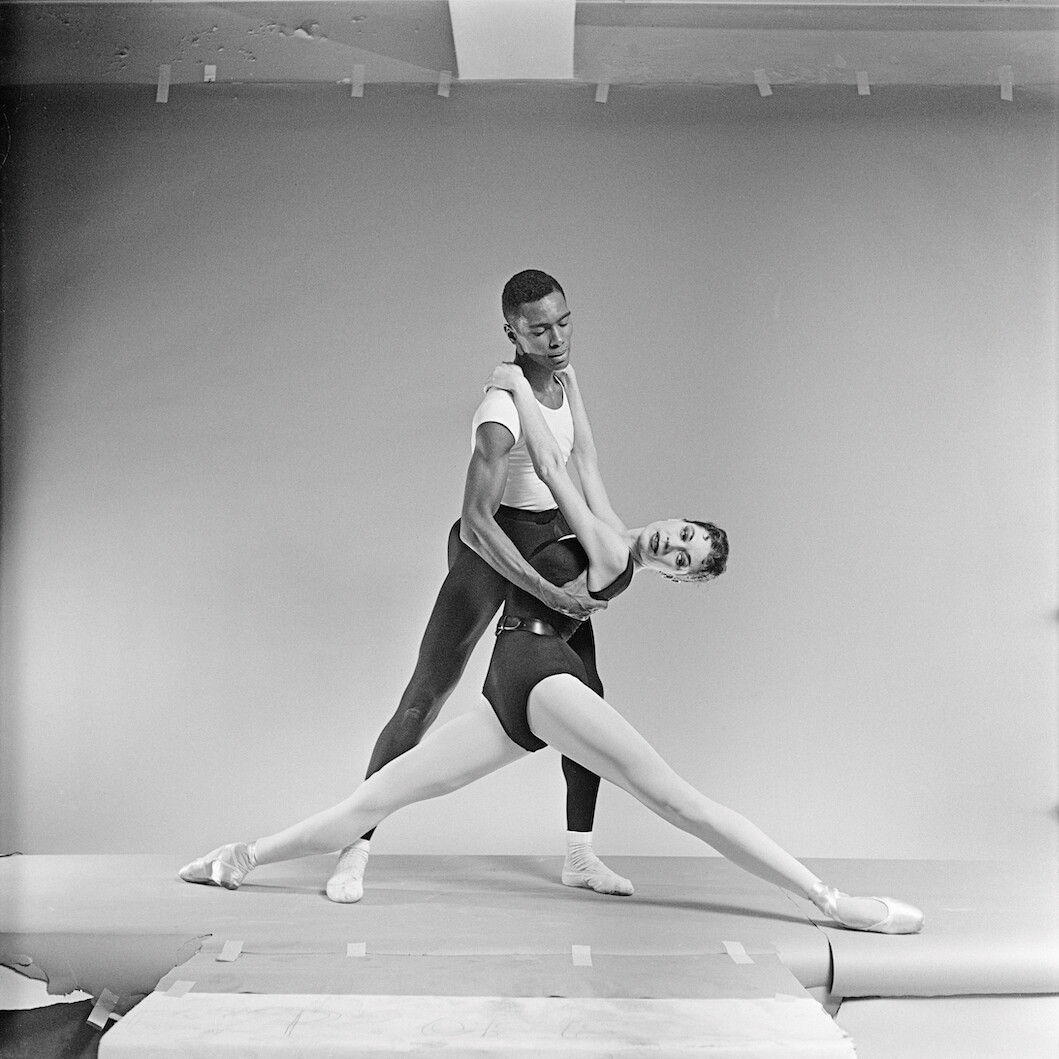 Arthur Mitchell and Diana Adams in a pose from George Balanchine's Agon, New York, 1957. Martha Swope/Billy Rose Theatre Division, The New York Public Library